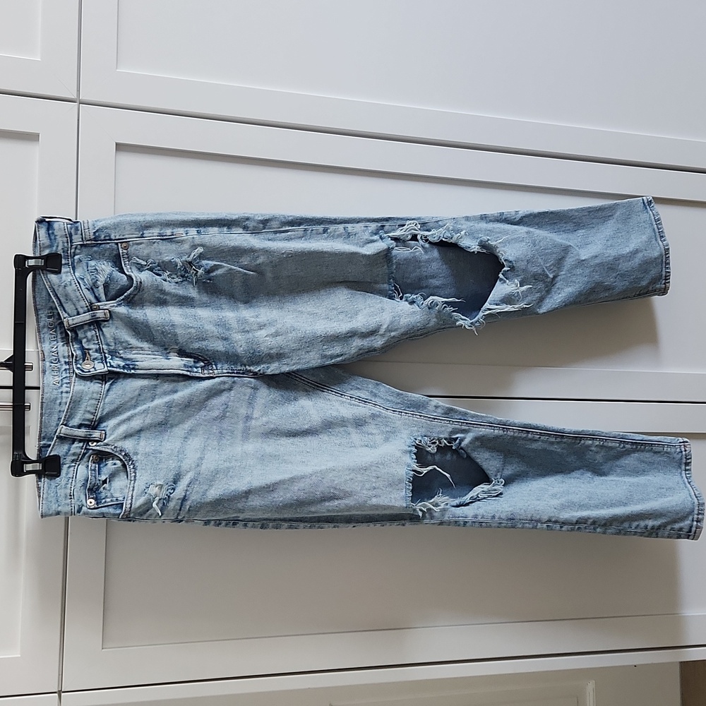 American Eagle Outfitters Blue Distressed Ankle Cropped Jeans